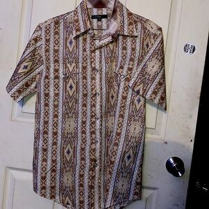Tin Haul aztec pearl snap short sleeve button up shirt